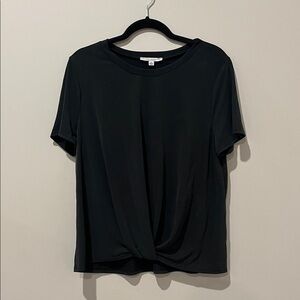 Green Envelope Black Twist Front Tee